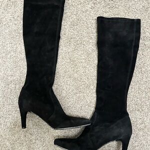 Stuart Weitzman Suede Black Stuart Power Boot 75